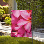 Pink Plumeria Flower Print House Flag