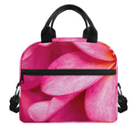 Pink Plumeria Flower Print Insulated Lunch Bag