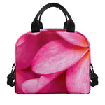 Pink Plumeria Flower Print Insulated Lunch Bag