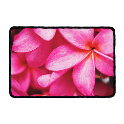 Pink Plumeria Flower Print Kitchen Mat