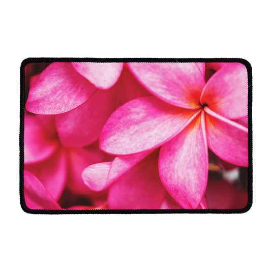 Pink Plumeria Flower Print Kitchen Mat