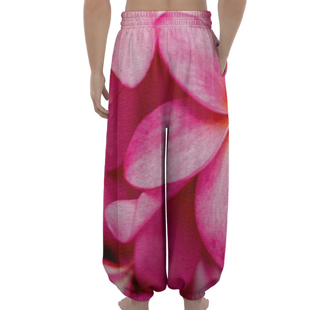 Pink Plumeria Flower Print Lantern Pants