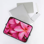 Pink Plumeria Flower Print Laptop Sleeve