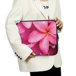 Pink Plumeria Flower Print Laptop Sleeve