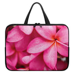 Pink Plumeria Flower Print Laptop Sleeve With Handle