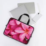 Pink Plumeria Flower Print Laptop Sleeve With Handle