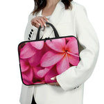 Pink Plumeria Flower Print Laptop Sleeve With Handle