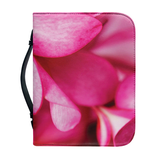 Pink Plumeria Flower Print Leather Bible Cover
