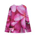 Pink Plumeria Flower Print Long Sleeve Short Coat
