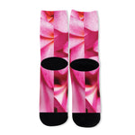 Pink Plumeria Flower Print Long Socks