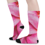 Pink Plumeria Flower Print Long Socks