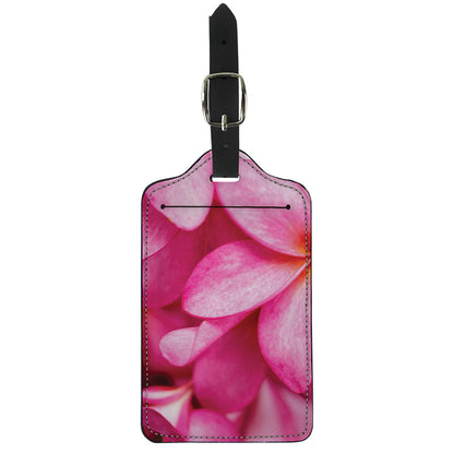 Pink Plumeria Flower Print Luggage Tag