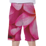 Pink Plumeria Flower Print Men's Beach Shorts