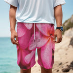 Pink Plumeria Flower Print Men's Cargo Shorts