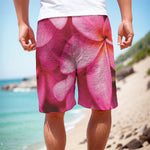 Pink Plumeria Flower Print Men's Cargo Shorts
