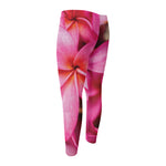 Pink Plumeria Flower Print Men's Compression Pants