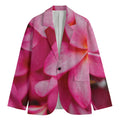 Pink Plumeria Flower Print Men's Cotton Blazer