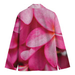 Pink Plumeria Flower Print Men's Cotton Blazer