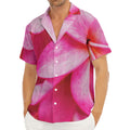 Pink Plumeria Flower Print Men's Deep V-Neck Shirt
