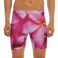Pink Plumeria Flower Print Men's Long Boxer Briefs