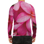Pink Plumeria Flower Print Men's Long Sleeve Rash Guard