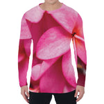 Pink Plumeria Flower Print Men's Long Sleeve T-Shirt