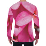 Pink Plumeria Flower Print Men's Long Sleeve T-Shirt