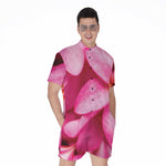 Pink Plumeria Flower Print Men's Rompers