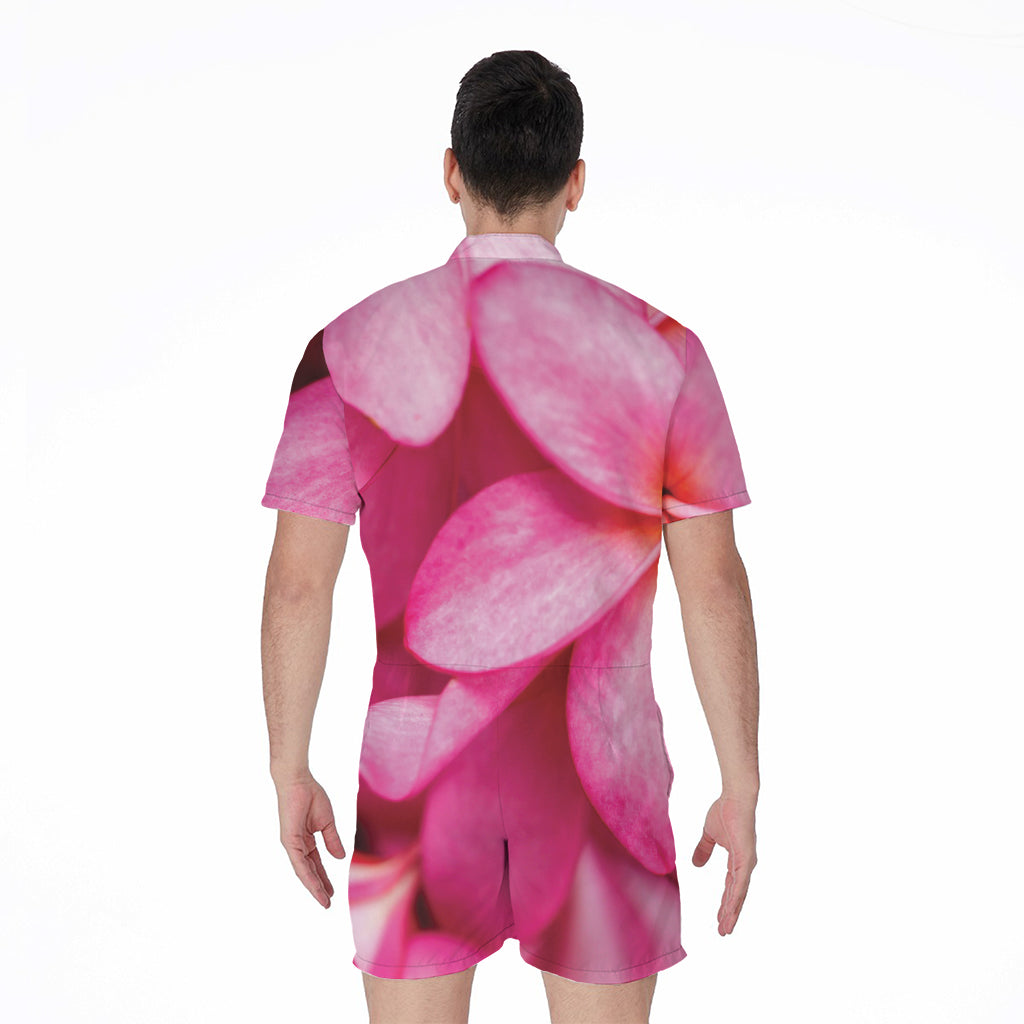 Pink Plumeria Flower Print Men's Rompers