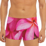Pink Plumeria Flower Print Men's Short Boxer Briefs