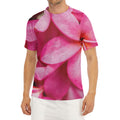 Pink Plumeria Flower Print Men's Short Sleeve Rash Guard