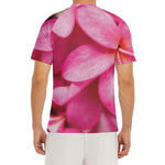 Pink Plumeria Flower Print Men's Short Sleeve Rash Guard