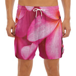 Pink Plumeria Flower Print Men's Split Running Shorts