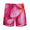 Pink Plumeria Flower Print Men's Athletic Shorts