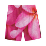 Pink Plumeria Flower Print Men's Sports Shorts