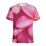 Pink Plumeria Flower Print Men's Sports T-Shirt