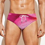 Pink Plumeria Flower Print Men's Swim Briefs