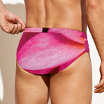 Pink Plumeria Flower Print Men's Swim Briefs