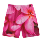 Pink Plumeria Flower Print Men's Swim Trunks