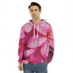 Pink Plumeria Flower Print Men's Velvet Pullover Hoodie