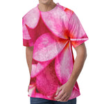 Pink Plumeria Flower Print Men's Velvet T-Shirt