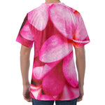Pink Plumeria Flower Print Men's Velvet T-Shirt