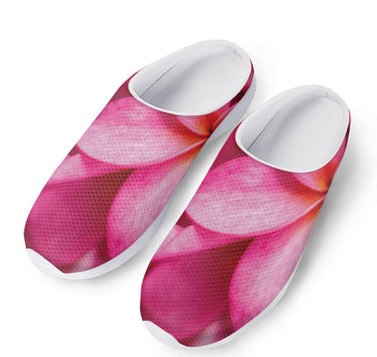 Pink Plumeria Flower Print Mesh Casual Shoes