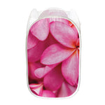 Pink Plumeria Flower Print Mesh Laundry Hamper