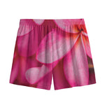 Pink Plumeria Flower Print Mesh Shorts