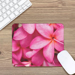 Pink Plumeria Flower Print Mouse Pad