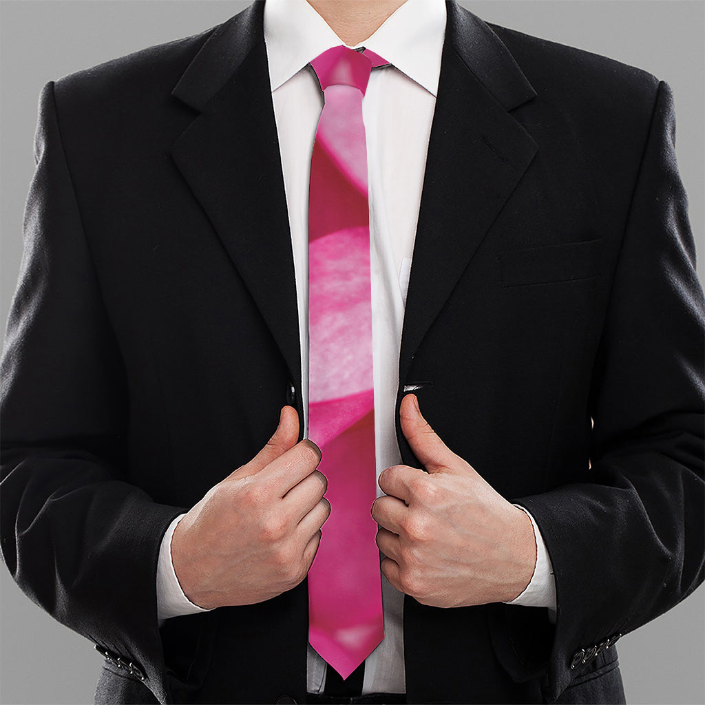 Pink Plumeria Flower Print Necktie