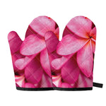 Pink Plumeria Flower Print Oven Mitts