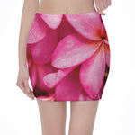 Pink Plumeria Flower Print Pencil Mini Skirt