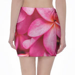 Pink Plumeria Flower Print Pencil Mini Skirt
